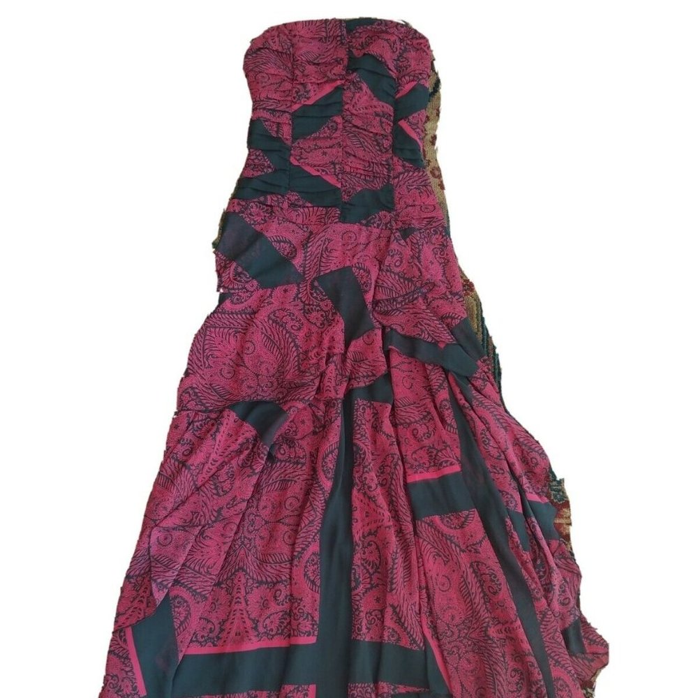 Le Chateau Burgundy Maroon Red Black Party Dress Strapless XS EUC